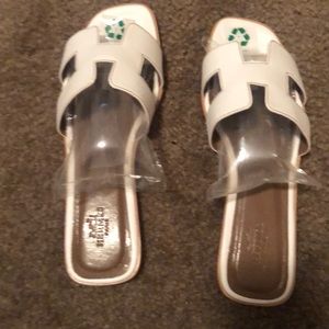 Hermes Oran White Sandals